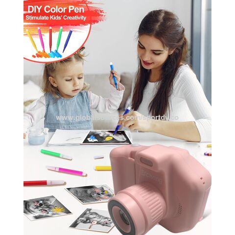 1080P enfant appareil photo à impression instantanée enfants appareil photo numérique  instantané rechargeable avec stylos de couleur et autocollant pour les plus  de 3 ans