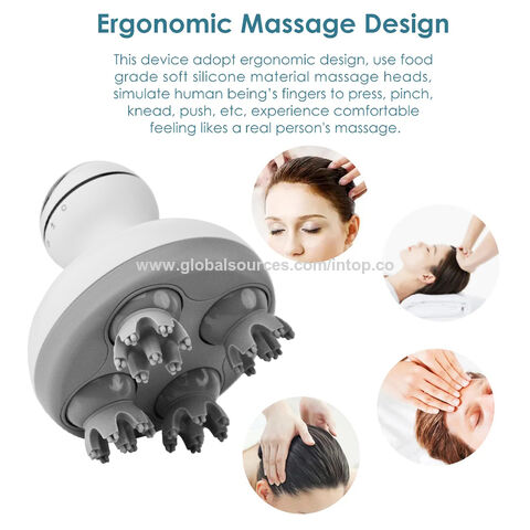 Masseur de cuir chevelu électrique en gros, masseur de tête portable, brosse électrique manuelle pour le cuir chevelu, masseur de poils d'animaux pour le corps