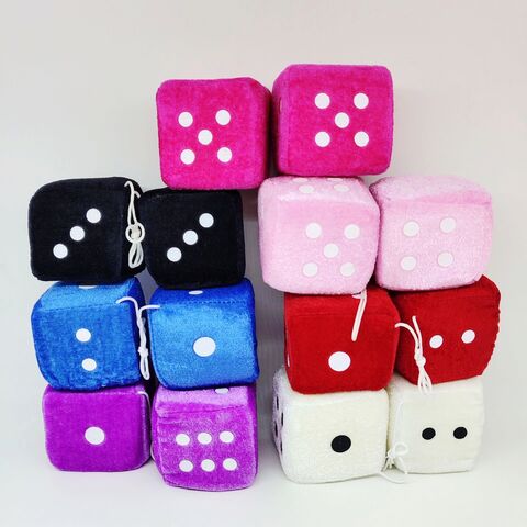 Dés en Peluche à Suspendre pour Voiture, Porte-clés Personnalisés, Décoration de Dés en Mousse Douce et Floue pour Voiture
