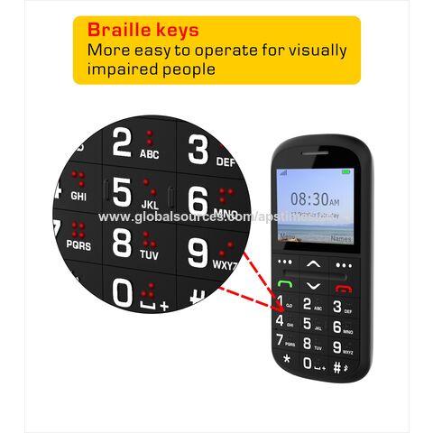 Achetez en gros Grand Bouton Téléphone Avec Touches Braille En Particulier  La Conception Pour Les Personnes âgées Chine et Téléphone Senior, Téléphone  Pour Personnes âgées, à 13.9 USD