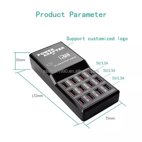 Multifunktionsladegeräte 60W 12 Port 5V 2.5A Wandladegerät mit 1.2M AC-Kabel