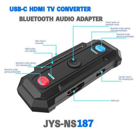 Conversor HDMI para TV USB-C Preto e Adaptador de Áudio BT para Nintendo Switch no atacado