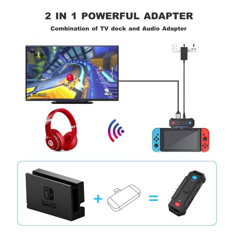 Conversor HDMI para TV USB-C Preto e Adaptador de Áudio BT para Nintendo Switch no atacado