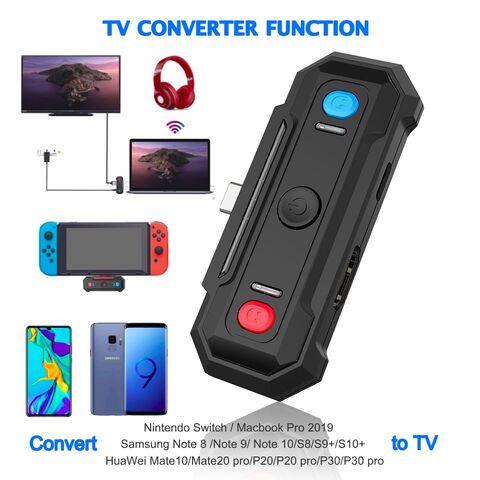 Conversor HDMI para TV USB-C Preto e Adaptador de Áudio BT para Nintendo Switch no atacado