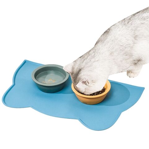 Silicone Pet Feeding Mat, Dog Bowl Mat With Raised Edge For