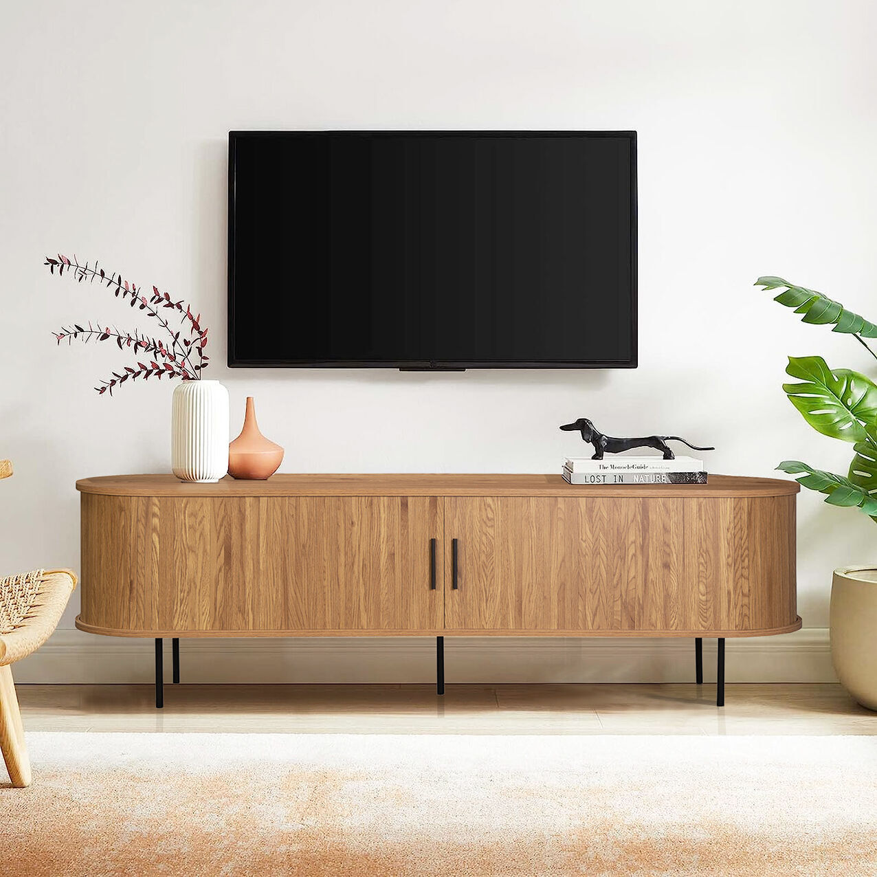 Buy Wholesale China 2 Sliding Door Mid-century Modern Wooden Tv Cabinet 