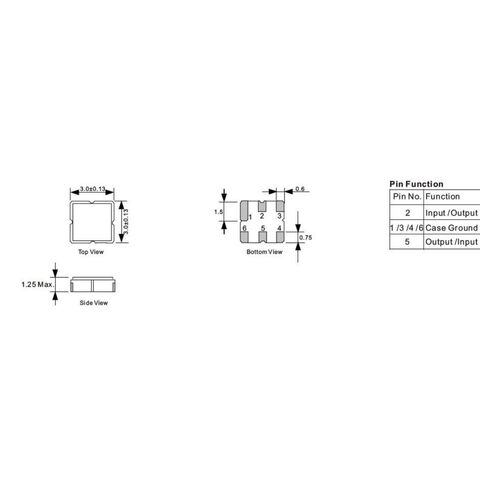 Smd Saw Filter With Dcc6c 897.5mhz, 35mhz Bandwidth 3.0×3.0