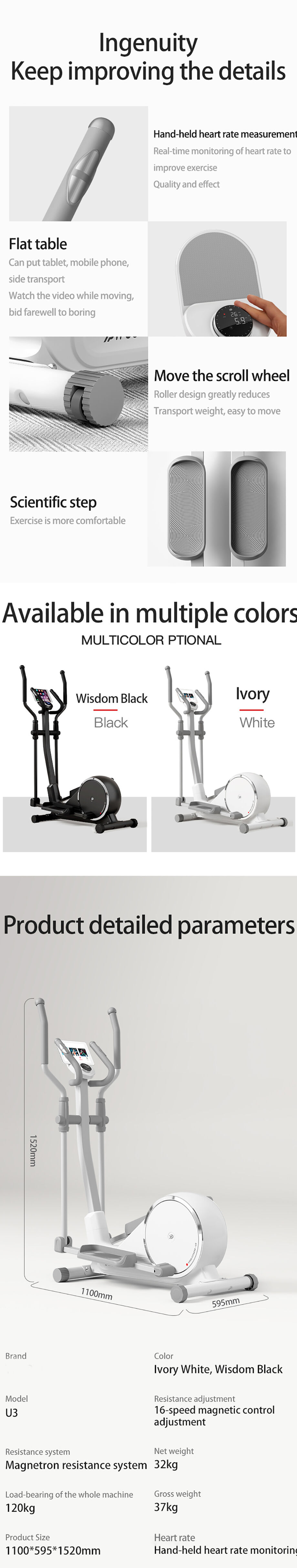 Compre U3 Máquina Elíptica Cross Trainer Máquina Elíptica Exercício Branco  3kg Volante Elíptica Formadores e Formadores Elípticos de China por grosso  por 155 USD