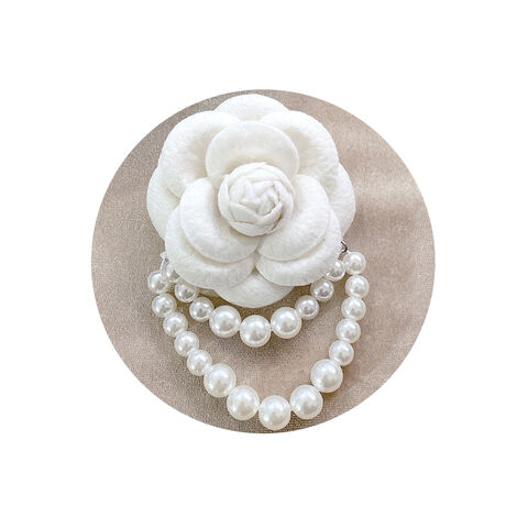 Pins, Brooches Big Camellia Pearl Brooch For Women Brand Desinger