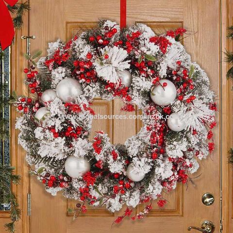 Hristmas Wreaths for Front Door,45cm Artificial Christmas Wreath