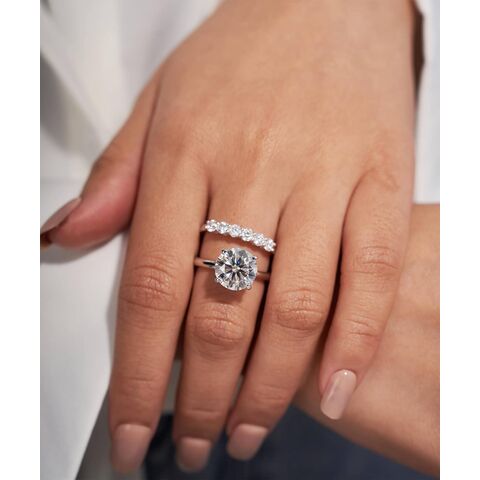 14K White Gold Engraved Diamond Halo Engagement Ring | Mystique Jewelers |  Alexandria, VA