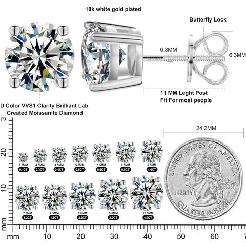 Bulk Buy China Wholesale Moissanite Stud Earrings Screw Back D Color Vvs  0.2ct-8.0ct S925 Sterling Silver Gold Plated Lab Created Moissanite Earring  $10.8 from Shishi Wandaiwang Group Co. Ltd | Globalsources.com