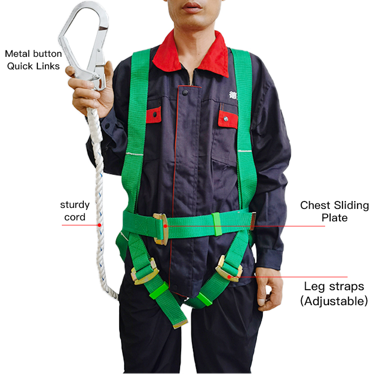 Double Hook Adjustable Full Body Safety Harness with Lanyard - China Body  Harness, Body Industrial Safety Belt