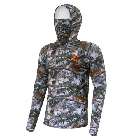 Custom Men's Long Sleeve Hunting Shirts With Mask Uv Neck Gaiter