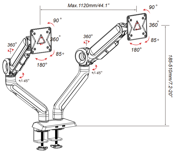 Buy Wholesale China Vmounts Aluminum Structure Monitor Mounts Desk