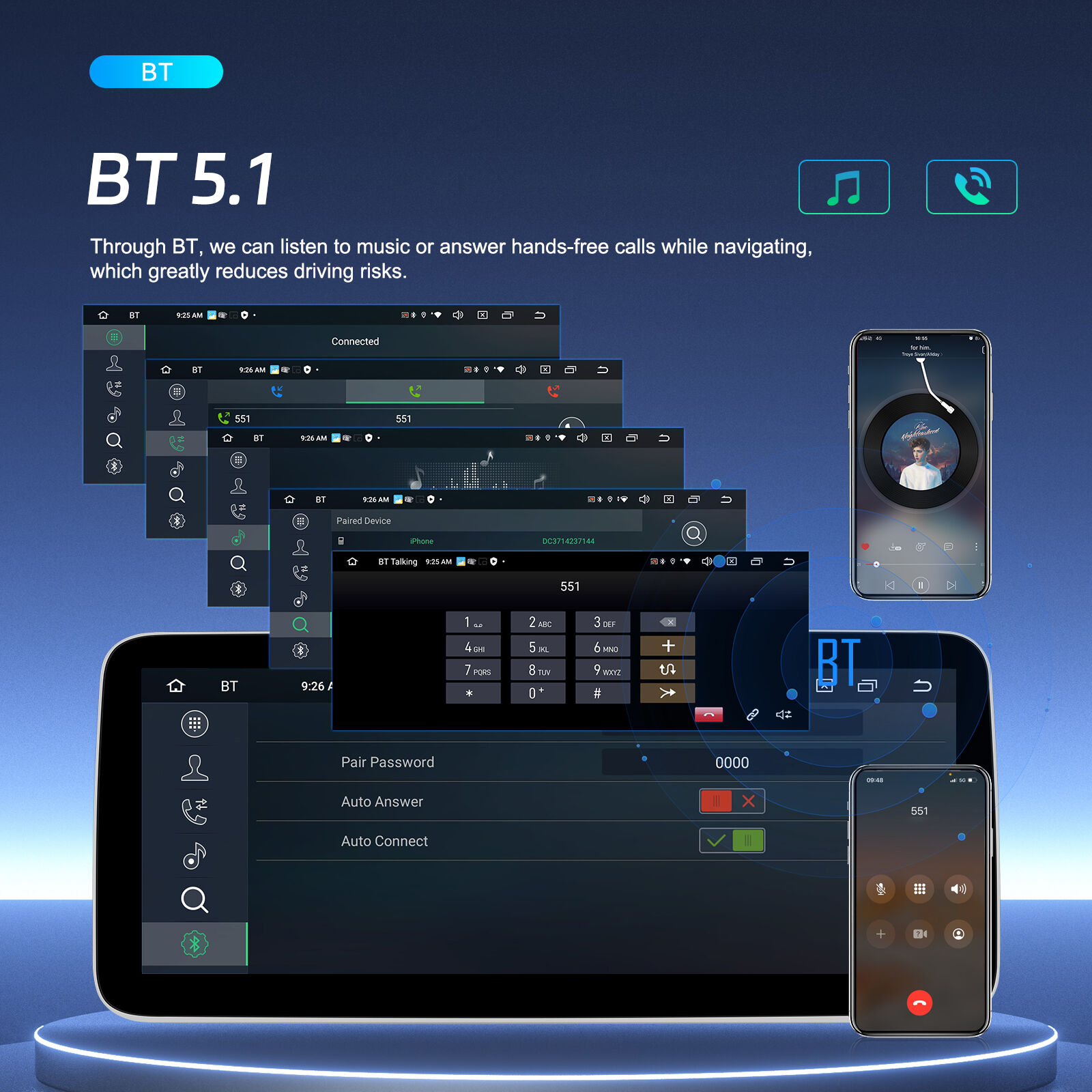 Podofo Android Car Stereo 8 Core 12.3'' 2+32gb Ips Screen Car Radio ...