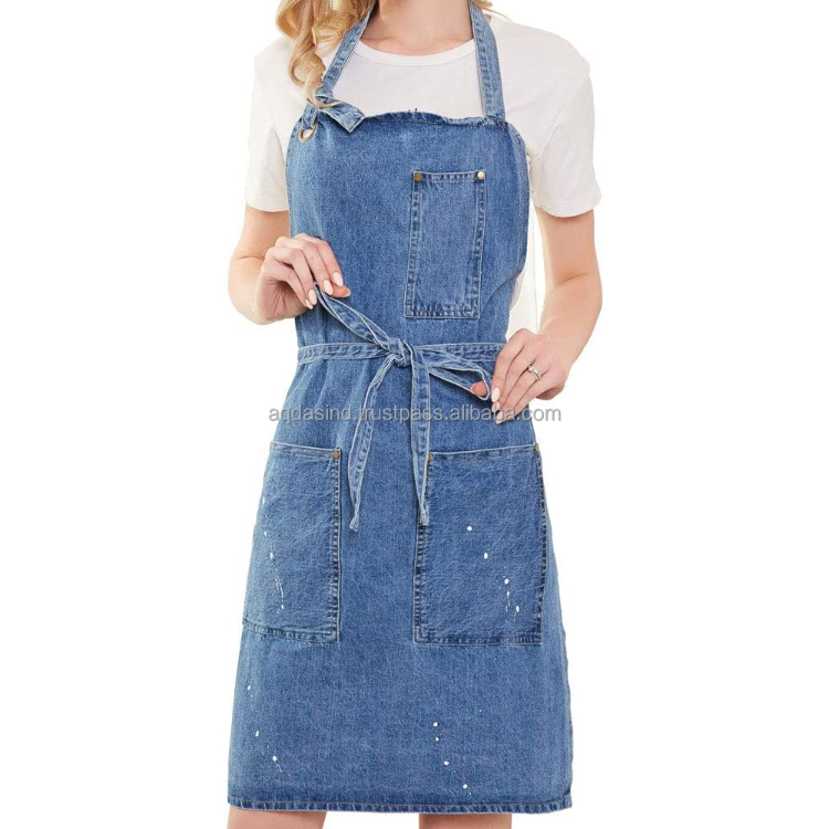19 Wholesale of thickened pure cotton waterproof canvas aprons for denim  kitchen advertisements in foreign trade, household use - AliExpress