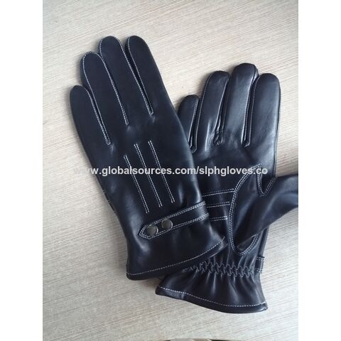 Winter Mens Black Deerskin Genuine Leather Touch Screen Gloves