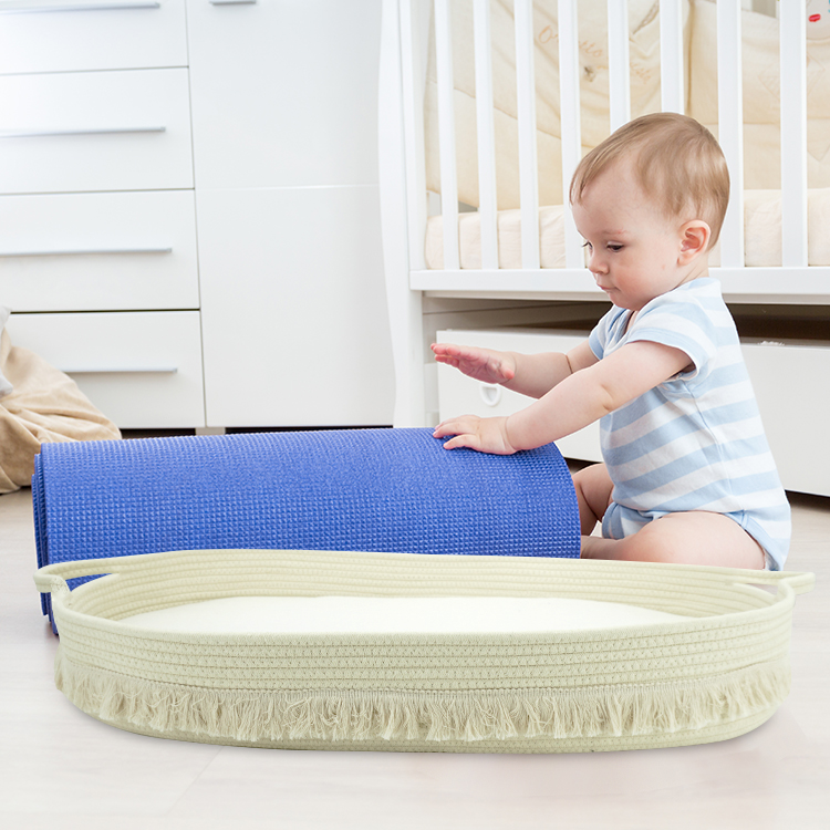 Buy Wholesale China Baby Changing Basket With Pad And Safety Straps Luxury Macrame Design Baby