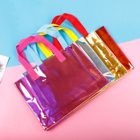 Hot Selling Fashion Cheap Holographic Transparent PVC Shopping Bag Stylish  College Designer Clear Tote Bags - China Paper Bag and Packaging price
