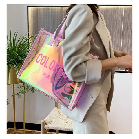 PVC Transparent Colorful Silicone Jelly Make up Holographic Duffle Bag -  China Gym Bag and Custom Handbag price
