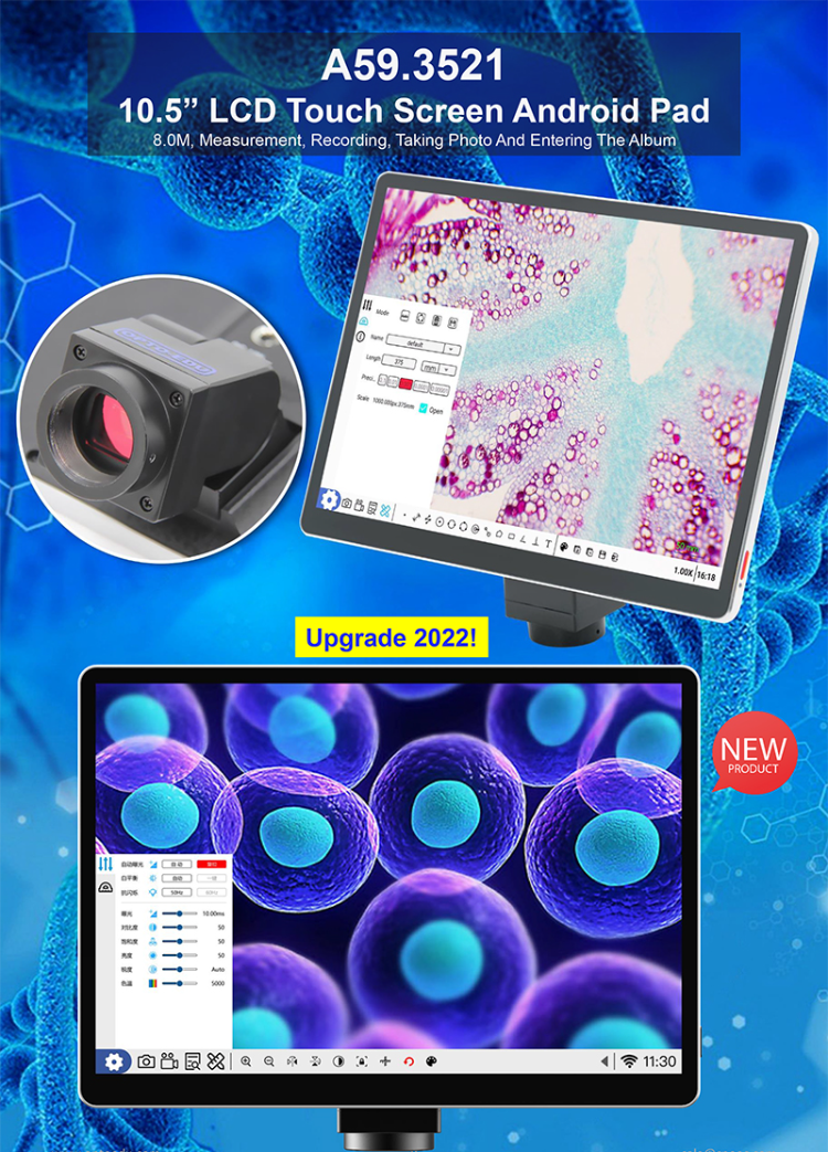 OPTO-EDU A33.1502 10.5 microscopio digitale LCD touch screen, 8.0