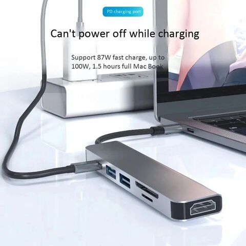 Hub 6 en 1 type-c vers adaptateur HDTV 4K USB Station d'accueil C Hub avec 3.0 TF SD Lecteur Fente PD pour MacBook Pro/Air/Huawei Mate