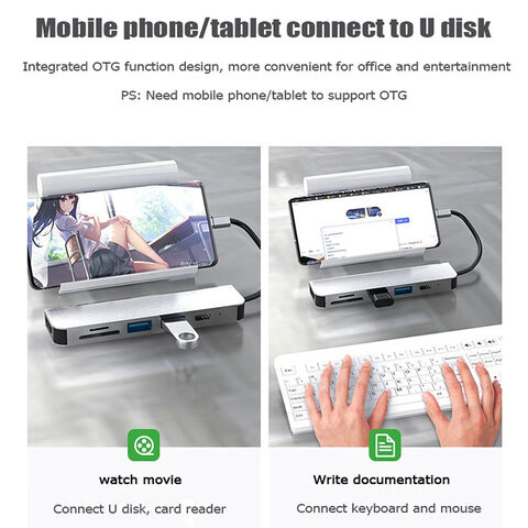 Hub 6 en 1 type-c vers adaptateur HDTV 4K USB Station d'accueil C Hub avec 3.0 TF SD Lecteur Fente PD pour MacBook Pro/Air/Huawei Mate