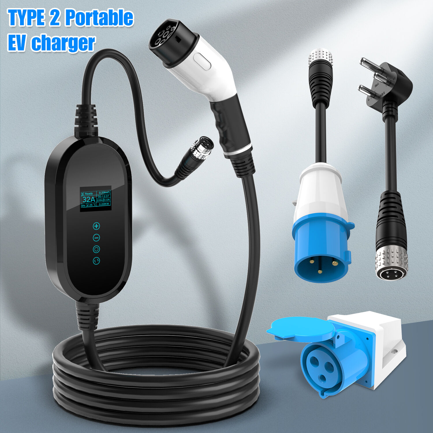 EV Charger Type 2 Electric Vehicle Charging Cable Timed Portable