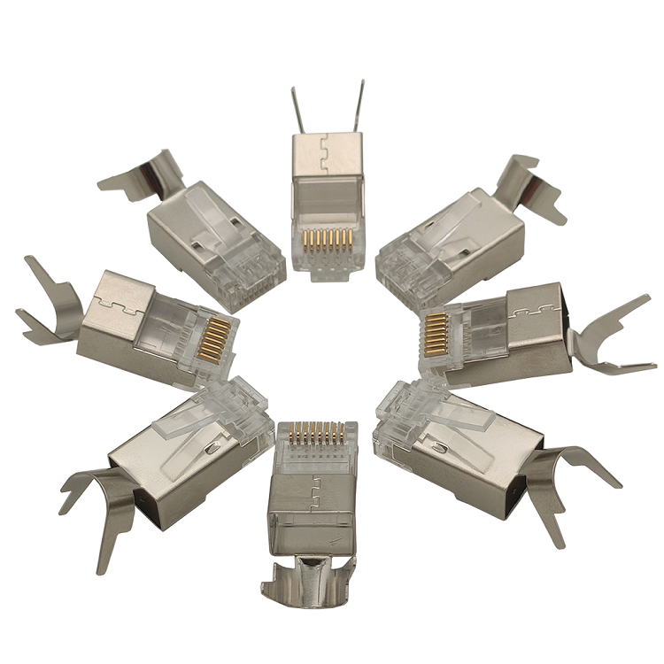 Cat7 Ethernet Connector RJ45 Modular Ethernet Cable Head Plug Gold-plated  Cat 7 Shield Network Connector for Lan Cable
