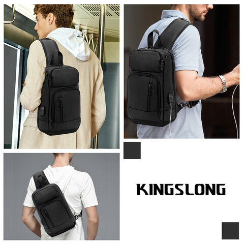 Men's Chest Bag Fashion Shoulder Messenger Bag USB Crossbody Bag