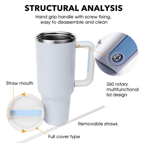 New style 40 OZ Adventure Quencher Travel Tumbler Insulated Cup Handle Lid  Straw