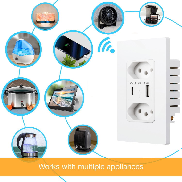 Zigbee/lora/zwave Customized Tuya Typec Universal Brazil Electric Wifi