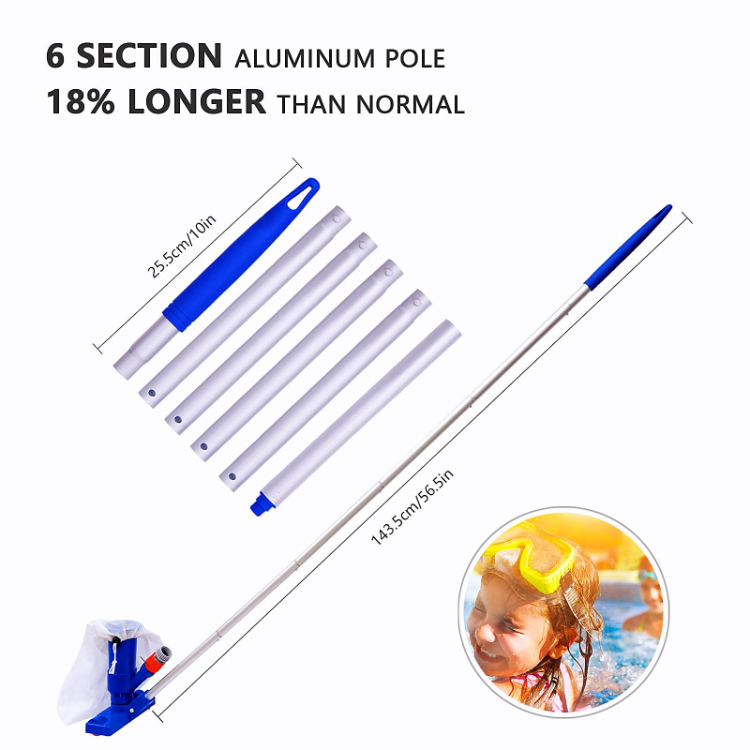 Pool Jet Vacuum Cleaner Kit With Telescopic Pole For Outdoor Swimming