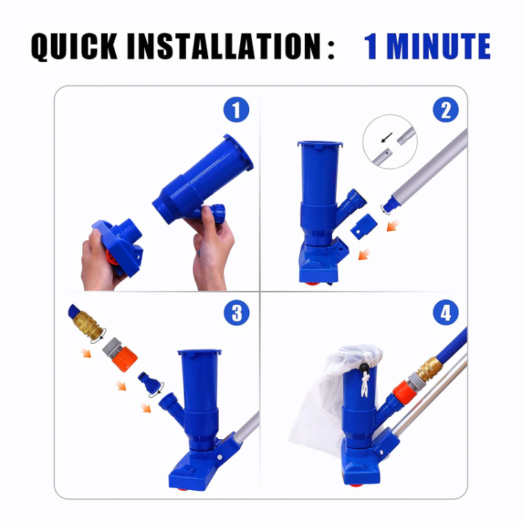 Pool Jet Vacuum Cleaner Kit With Telescopic Pole For Outdoor Swimming