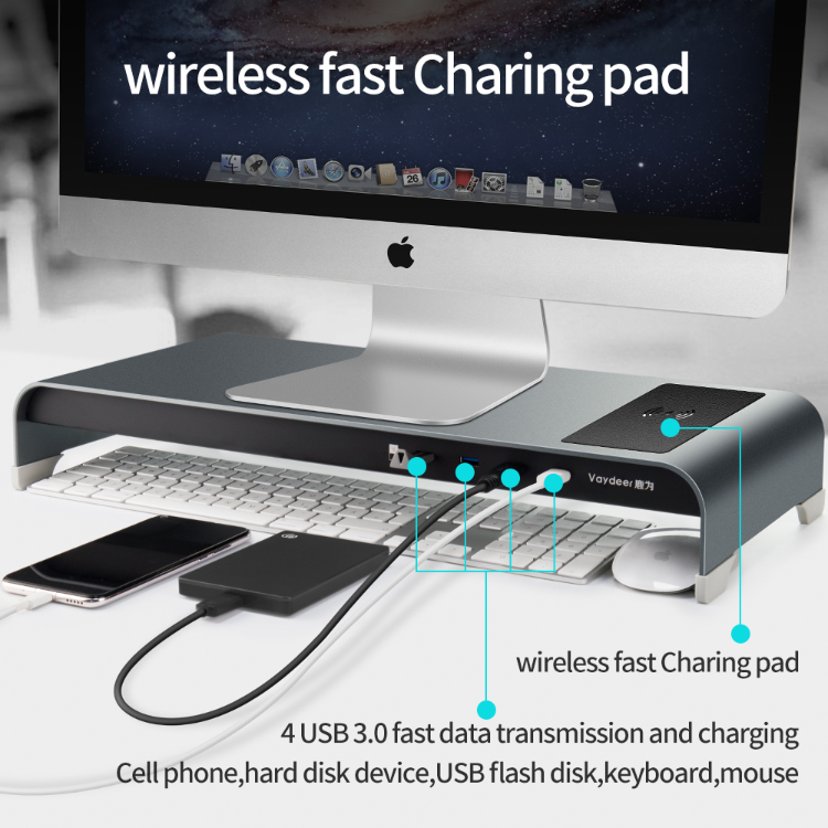 Vaydeer Keyboard And Mouse Storage Desk Organizer Usb 3.0 Transfer Data ...