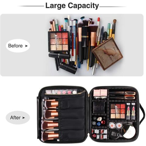 Wholesale Makeup Bag Organizer Travel Makeup Case Large Cosmetic Bag Train Case  Makeup Travel Storage Bag with Brush Holder - China Polyester Cosmetic Bag  and Makeup Bag price