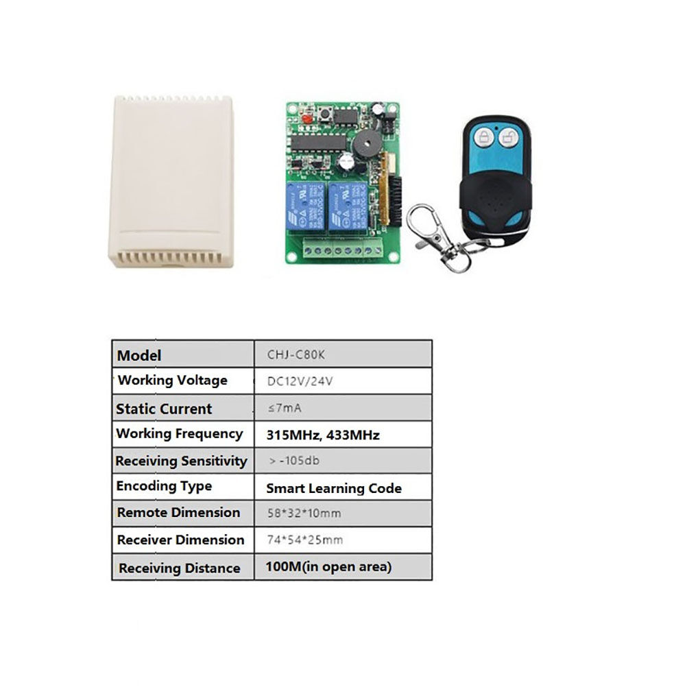 Dc12v/24v Wireless Rf Garage Door Remote Control Kit For Home ...