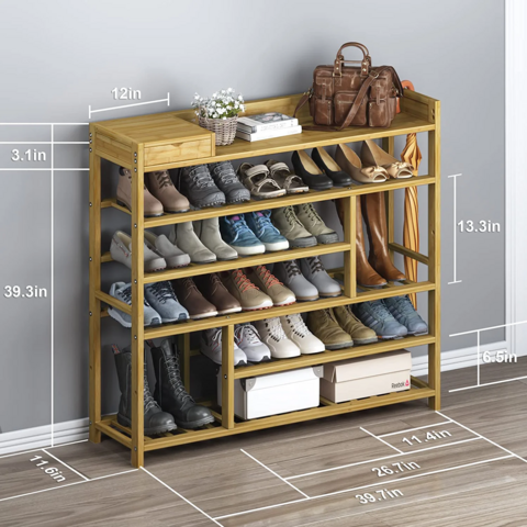 Zapatero plegable de 6 niveles para armario, 24 pares de zapatero de  plástico, caja de almacenamiento plegable para zapatos, cajas de zapatos