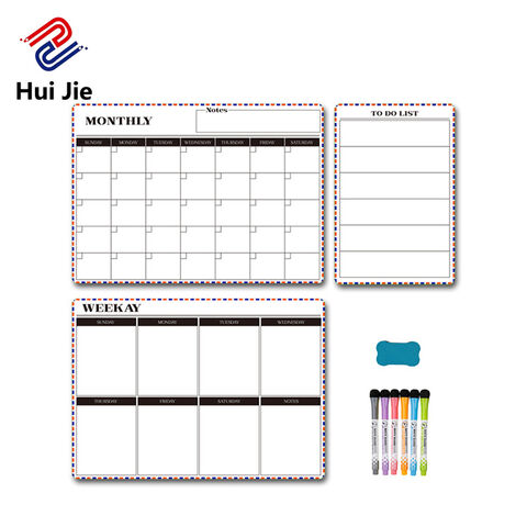 Magnetic Dry Erase Refrigerator Calendar with Markers- Monthly Fridge  Calendar and Today List, Fridge Whiteboard with Back Magnet - Color Planner  White Board 