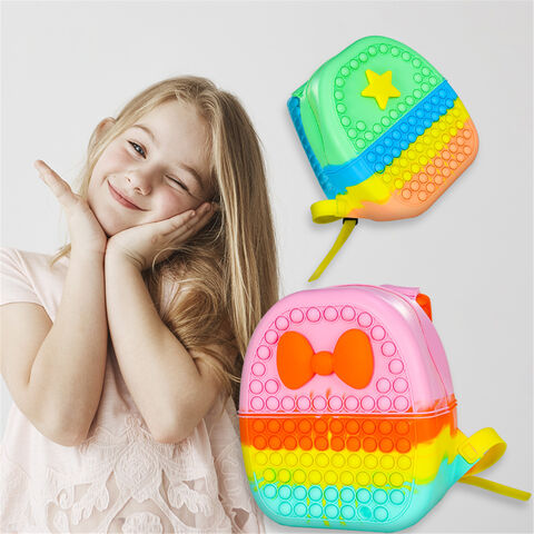 Mochila Pop It Impermeable Among Us Push Bubble Fidget Toy Silicona Unisex Niños - Mochila Escolar Anti-estrés para Niños y Niñas