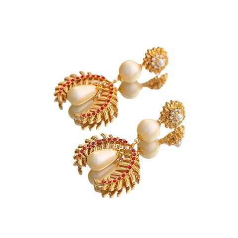 Boucles d'oreilles pendantes vintage en alliage avec perles, style cour française