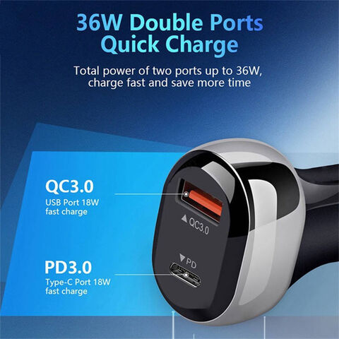 Achetez en gros Double Port Usb-c 40w 2-port Pd Qc 3.0 Type C Adaptateur De  Voiture Chargeur En Alliage D'aluminium Usb-c Chargeur De Voiture Chine et  Chargeur De Voiture à 2.4 USD