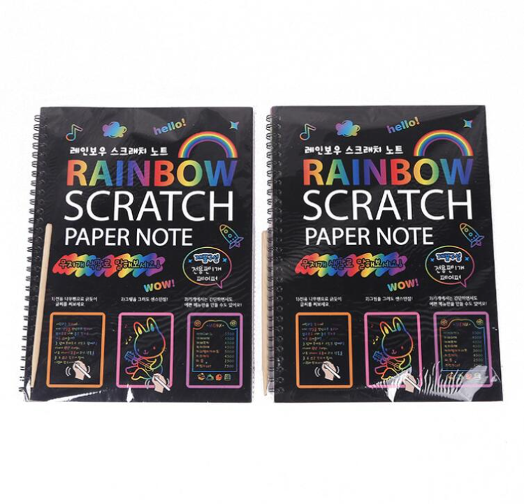 Children's creative graffiti paper scraping art -8 in one book.Magic  Rainbow Scratch Paper Set Scratch