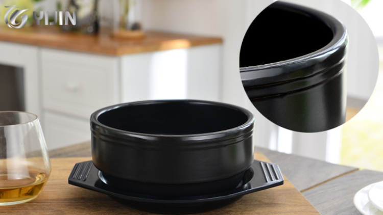 Buy Wholesale China Wholesale Black Ceramic Soup Pots Dolsot Bibimbap Ramen  Casserole Stone Bowl With Tray & Korea Stone Bowl at USD 2.68