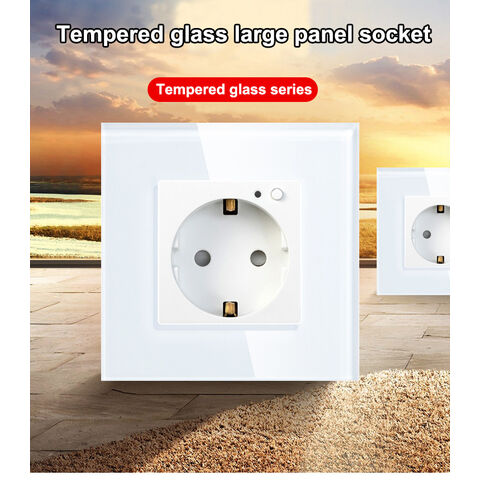 WiFi Smart Wall Socket, Glass Panel Outlet