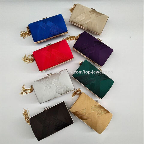 Gold Clutch Purse Evening Clutch with Tassel Silk Bridal Bags