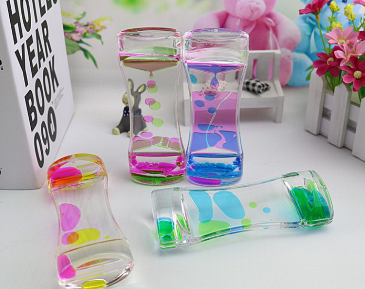 Desk Liquid Motion Spiral Toy Bubble Water Sand Plastic Gel Hourglass ...