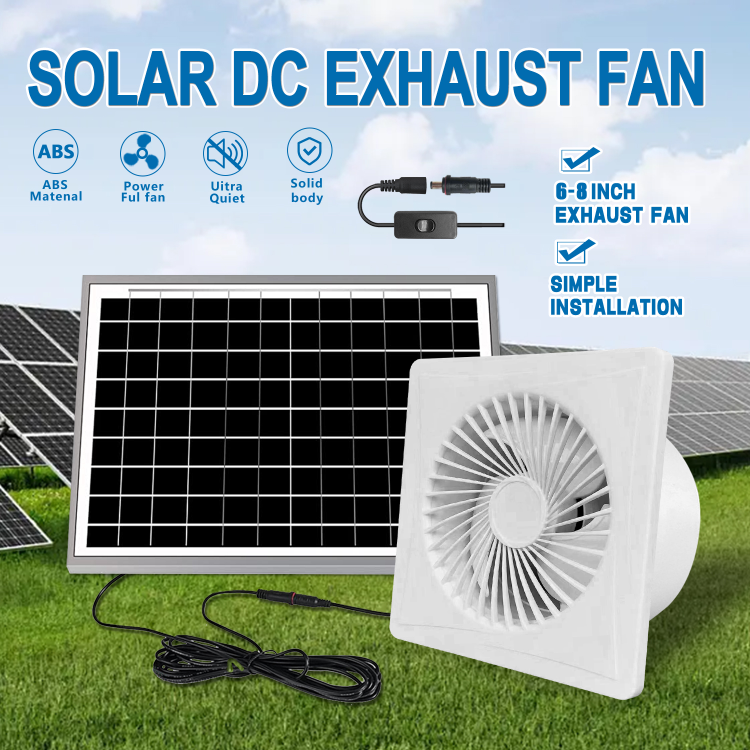 Solar 6 Inch Dc Exhaust Fan 12v Household Ventilation Fan Range