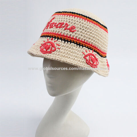 6 Colors Crochet Straw Hat, Two-tone Bucket Hat, Size Adjustable